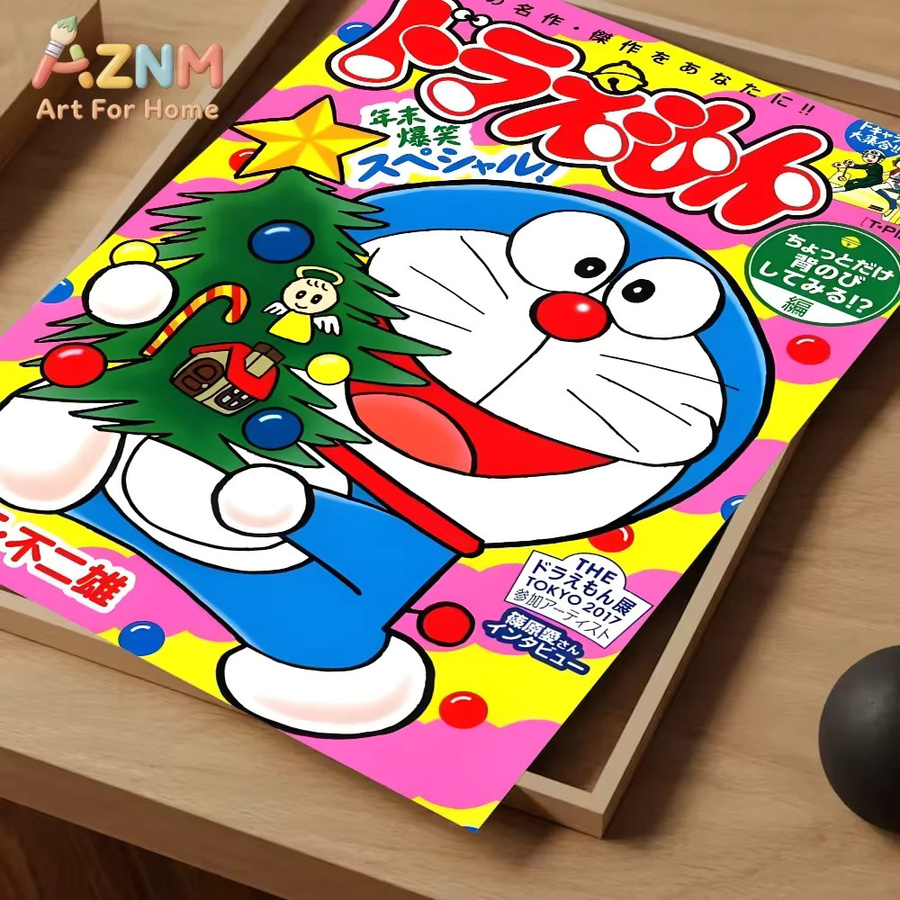 Kayou Vintage-Poster Doraemon Wandkunst aus weißem Kraftpapier in Multicolour - Bild 5