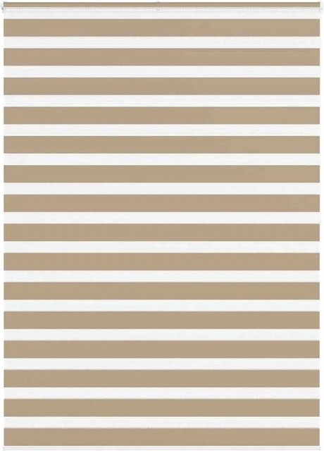 vidaXL Doppelrollo Day & Night in Sandbraun, gestreift, Polyester, B: 165 cm, H: 200 cm - Bild 1