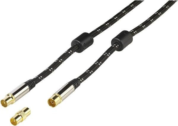 Vivanco HQ Antennenkabel vergoldet mit Nylonummantelung in Gold/Schwarz, Länge: 3 m - Bild 1