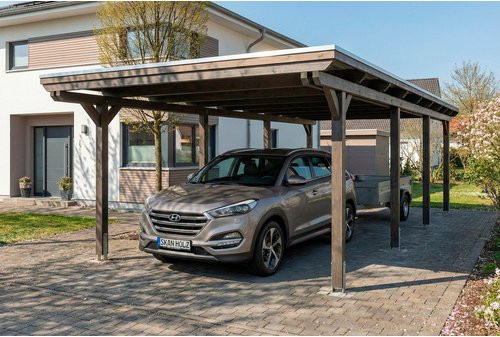 SKANHOLZ Carport Emsland aus Fichte mit EPDM-Flachdach in Schiefergrau, B: 402 cm, T: 846 cm - Bild 1