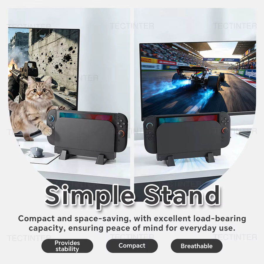 2er-Set Kühlhalterung für Nintendo Switch 2 Spielkonsole, schwarzer Ständer mit rutschfester Basis zur Desktop-Aufbewahrung - Bild 6