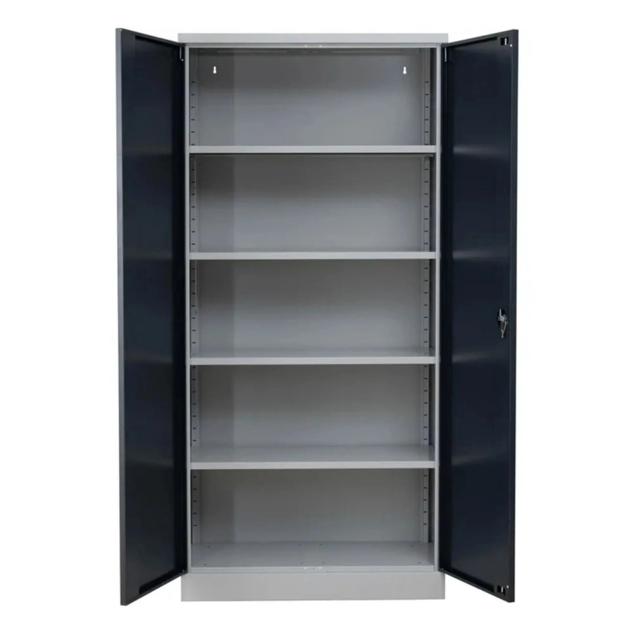 PROREGAL Stahlschrank Bee mit 4 Fachböden und Schloss, Grau & Anthrazit, H x B x T: 195 x 92 x 42 cm - Bild 2