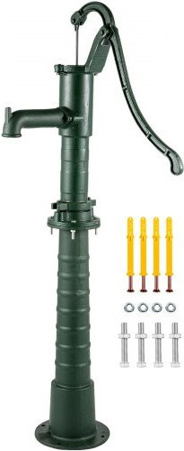 VEVOR Handwasserpumpe aus Gusseisen mit Standfuß und vorgebohrten Löchern für Garten und Landwirtschaft, Grün, H x B x T: 131 x 40 x 23,9 cm - Bild 1