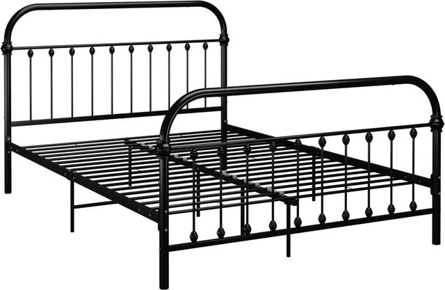 vidaXL Bettgestell aus Metall in Schwarz Matt, B/T: 160 x 200 cm - Bild 1