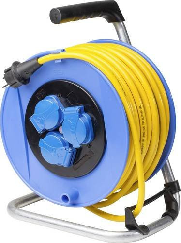 AS Schwabe Kabeltrommel 11005 Gelb mit 50 m Kabellänge und Schutzkontakt-Stecker IP44 - Bild 1