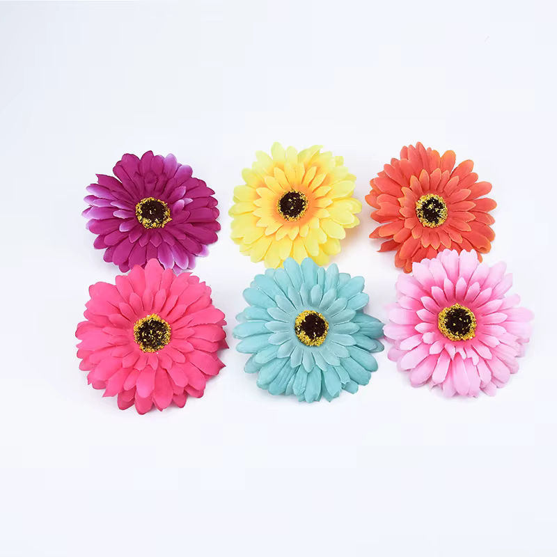 Künstliche Blumen Gerbera und Gänseblümchen in Multicolour aus Seide und Kunststoff für deine Weihnachtsdekoration oder Hochzeit, Höhe: 10 cm - Bild 3