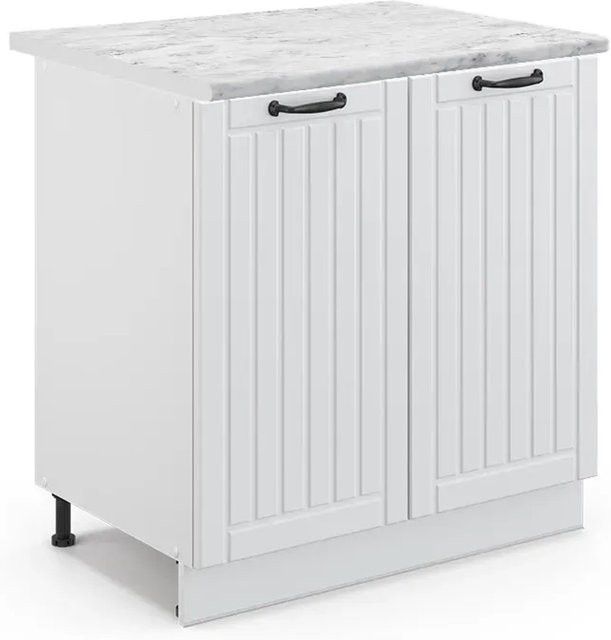 Vicco Spülenunterschrank Fame-Line in Weiß im Landhausstil mit Regal und Scharniertüren, B/T/H: 80 x 60 x 82 cm - Bild 1