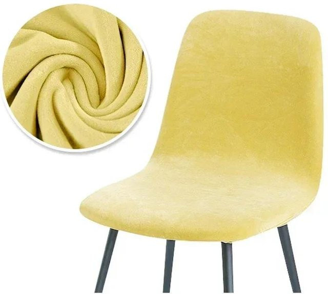 Yiran Furniture Barhockerbezug aus weichem Samt in Gelb, einfarbige Stuhlhusse für Barhocker und Bänke - Bild 1