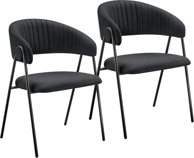 2er Set Tectake Armlehnstühle Bedano aus Webstoff, gepolstert, Schwarz, B/T/H: 58 x 60 x 85 cm - Bild 1