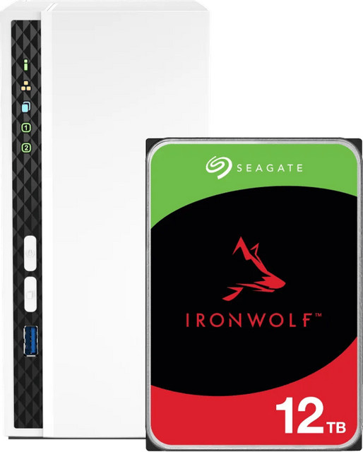 QNAP TS-233 NAS-System in Weiß mit 12 TB Seagate IronWolf Festplatte - Bild 1