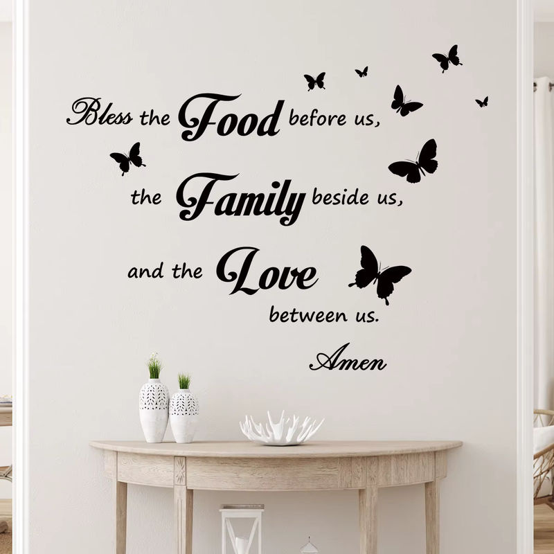 BRUP Wandtattoo 3-teiliges Set mit englischem Spruch Abendessen Gebet segnen das Essen vor in Schwarz zur Dekoration von Wohnzimmer und Schlafzimmer - Bild 3
