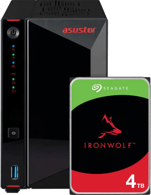 ASUSTOR AS5402T NAS-System mit Seagate Ironwolf 4TB Festplatte in Schwarz - Bild 1