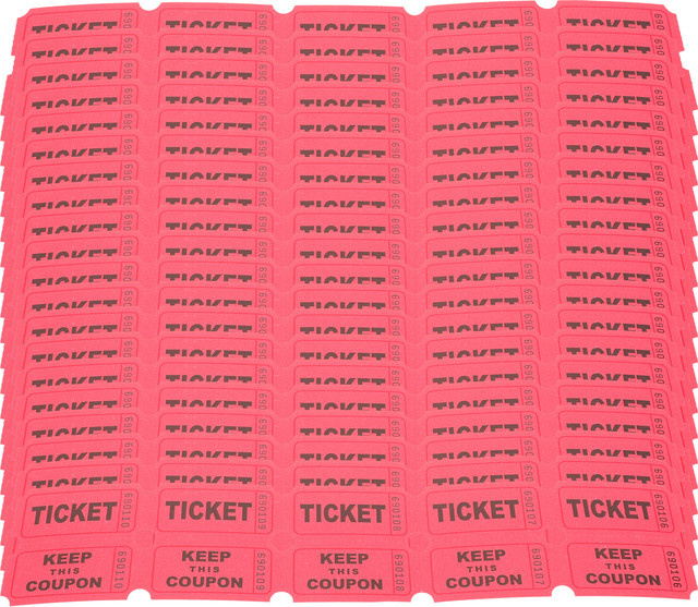 100 Stück Paper Tombola Tickets in Rot für Events und Mehrfachgebrauch - Bild 1