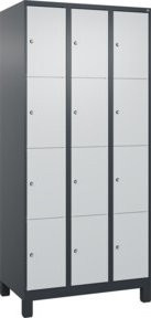 C+P Schließfachschrank Classic PLUS mit 3 Abteilen und Zylinderschlössern, Farbe: Anthrazit/Lichtgrau, B/T/H: 90 x 50 x 195 cm - Bild 1