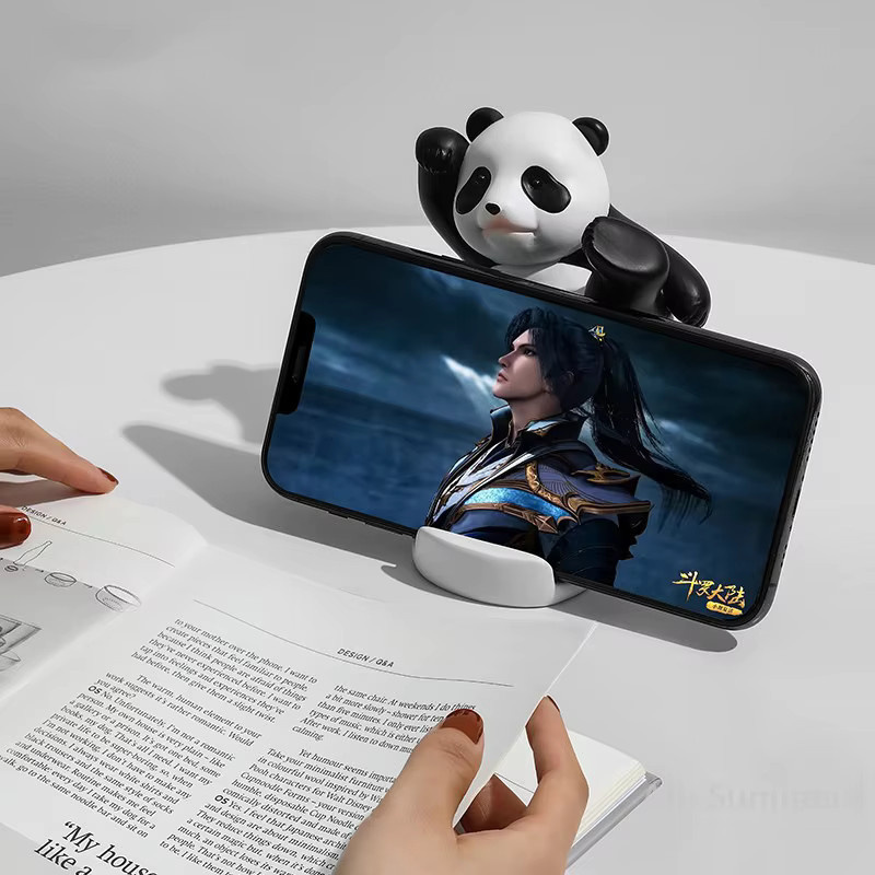 Kreative Panda Handy Ständer aus Kunststoff in Weiß zur Schreibtisch Dekoration für Home Office und Zuhause - Bild 2