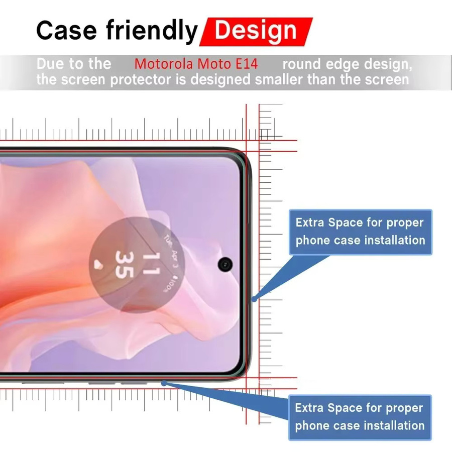 2 Stück Displayschutzfolie aus gehärtetem Glas für Motorola Moto E15 E14 und Moto E13, transparent, 9H Schutzfolie gegen Kratzer - Bild 2