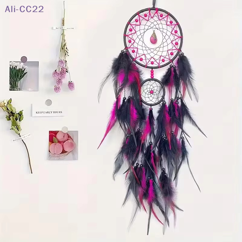 JETTING Dreamcatcher Windspiel im Boho-Stil mit Kristallen und Federn, bunte Wanddekoration in Mandala-Optik - Bild 2