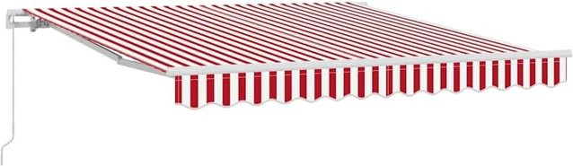 vidaXL Einziehbare Markise aus Polyester und Aluminium, Rot und Weiß, B: 300 cm, T: 250 cm - Bild 1