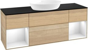 V&B Waschtischunterschrank Finion in Weiß und Braun mit Eichen-Dekor, Breite: 160 cm, Tiefe: 50,1 cm, Höhe: 50,1 cm - Bild 1
