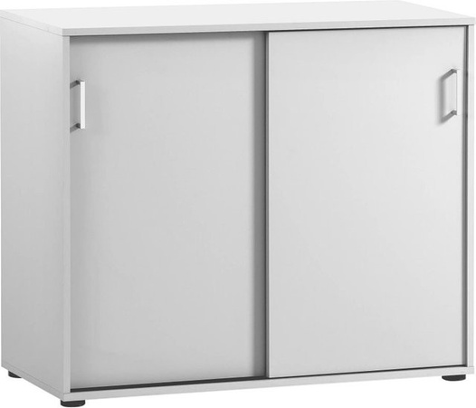PROREGAL Aktenschrank Fox mit 2 Schiebetüren in Weiß, H x B x T: 84 x 100 x 41 cm