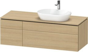 Duravit L-Cube Waschtischunterschrank Braun Matt mit Türen und Schubladen, Wandmontage, B: 142 cm, T: 55 cm, H: 48,2 cm - Bild 1
