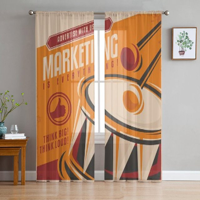 Transparenter Tüllvorhang aus Organza in Orange für Wohnzimmer und Küche, B: 135 cm, H: 114 cm - Bild 1