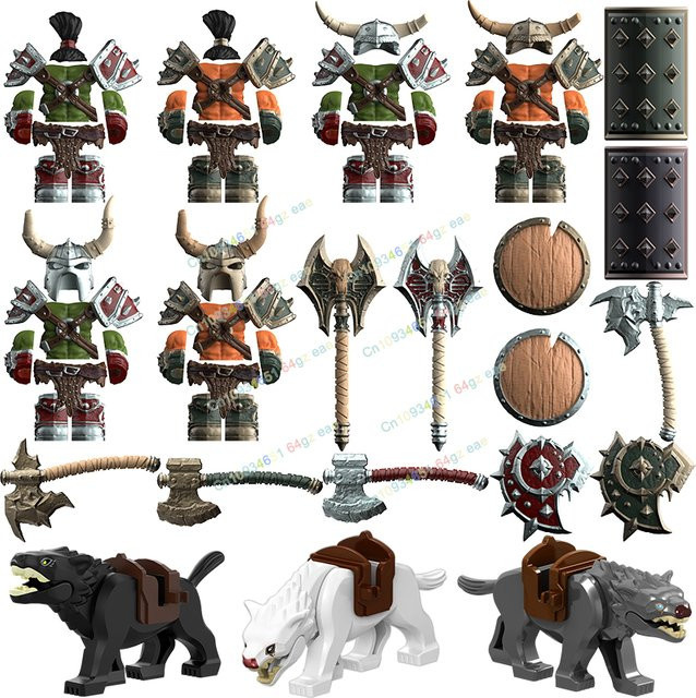 Cyicjinbao World of Warcraft Actionfiguren Baustein Zubehör Ork Rüstung mit Bull Horn Frisur, Mehrfarbig - Bild 1