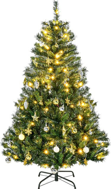 HOMCOM Weihnachtsbaum mit 120 LEDs und 511 Spitzen in Grün, Höhe: 150 cm, Durchmesser: 95 cm - Bild 1