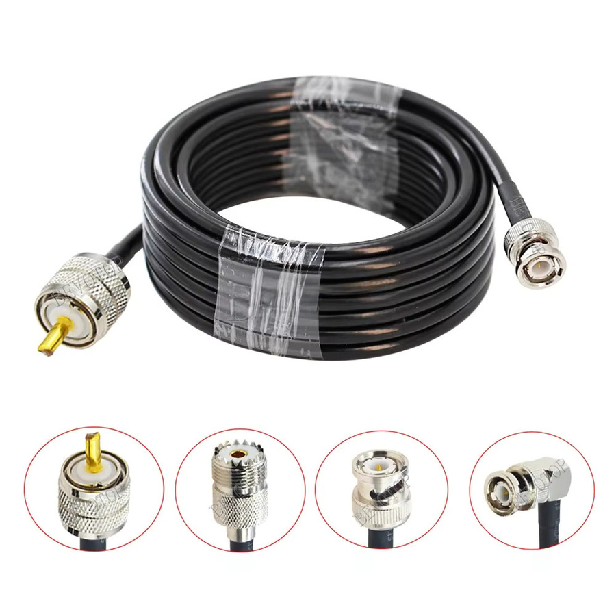 BEVOTOP RG-58 Koaxialkabel mit PL259 UHF Stecker auf BNC Stecker/Buchse, Schwarz - Bild 1