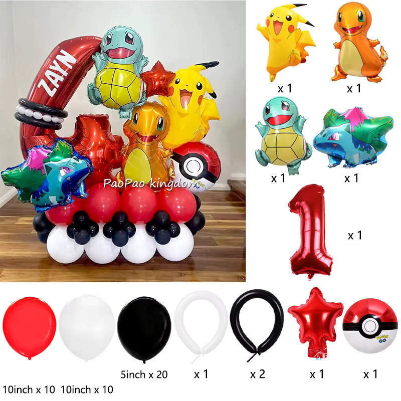 Potdemiel Pokemon Pikachu Folienballons Set, Latex Ballons - Bild 2