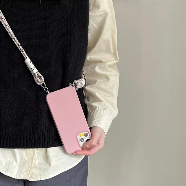 Rui Di Silikonhülle mit Umhängetasche und Lanyard für OPPO Find X5 Lite, X3, Realme 10, 9 Pro Plus, C55, C53, C31, C35, A96, A95 in Rosa - Bild 1