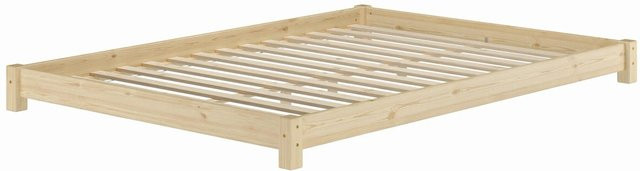 Erst-Holz Doppelbett aus Kiefer, Unbehandelt, Modell 51, B/T/H: 140 x 200 x 10d cm (Breite: 140 cm, Länge: 200 cm, Höhe: 10d cm) - Bild 1