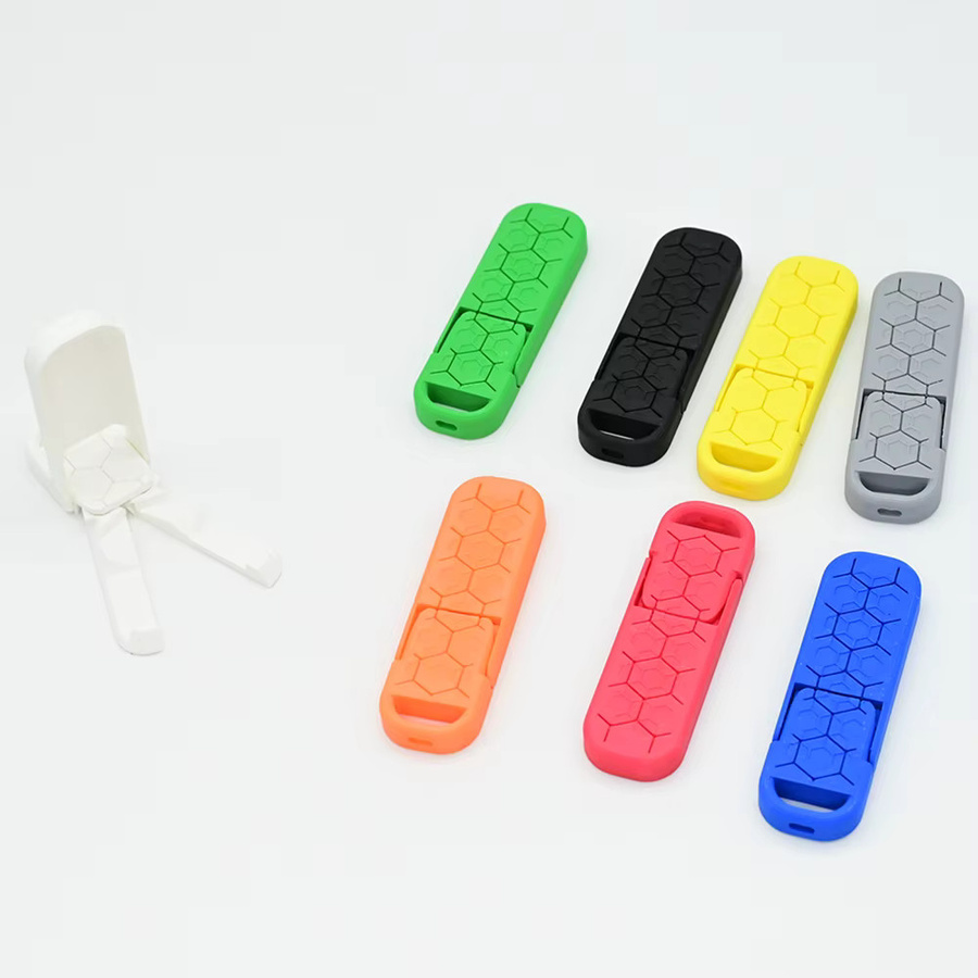 Tragbarer faltbarer Handyständer im 3D-Druck Design für universelle Mobiltelefone in Gelb - Bild 2