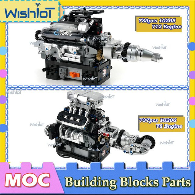 wishiot Technisches Bausteine Set V8 Motor Modellbausatz für Jungen aus Kunststoff in Multicolour - Bild 1