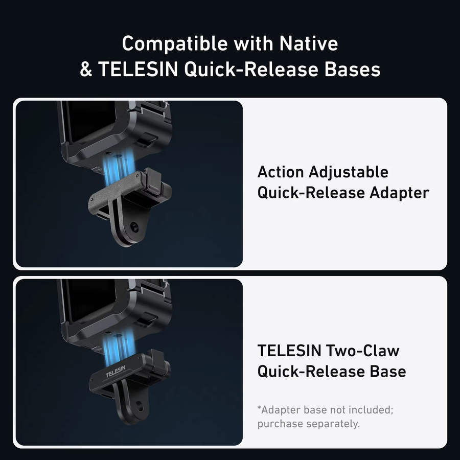 TELESIN Aluminiumlegierungsrahmen Rabbit Cage Schutzgehäuse mit Doppel-Kaltschuhadapter für DJI OSMO Action 6 in Schwarz - Bild 3