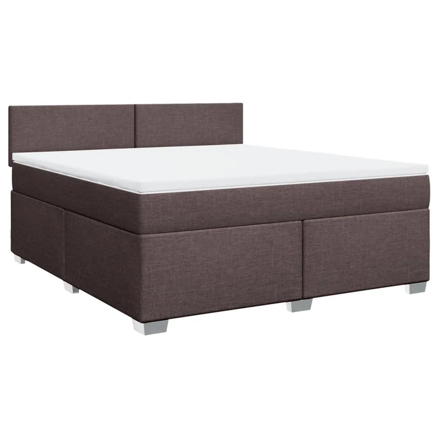 vidaXL Boxspringbett mit Matratze in Dunkelbraun und Weiß, Hybrid-Bett mit Taschenfederkern und USB-Ladeport, B/T: 180 x 200 cm - Bild 2