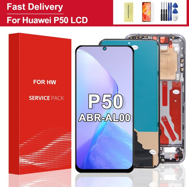 Huawei P50 Ersatz LCD Touch Screen Digitizer Display Montage mit Rahmen, 6,5 Zoll, Schwarz - Bild 1