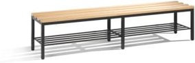 C+P Umkleidebank Basic mit Schuhrost aus Buche und Stahlrohr, Farbe Schwarzgrau, H: 42,0 cm, B: 196,0 cm, T: 35,3 cm - Bild 1