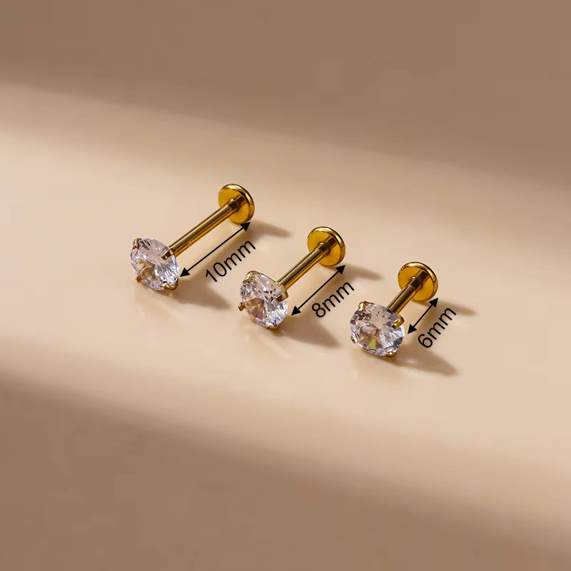 Mling Ohrstecker Edelstahl, Gold, Zirkonia, Unisex - Bild 2