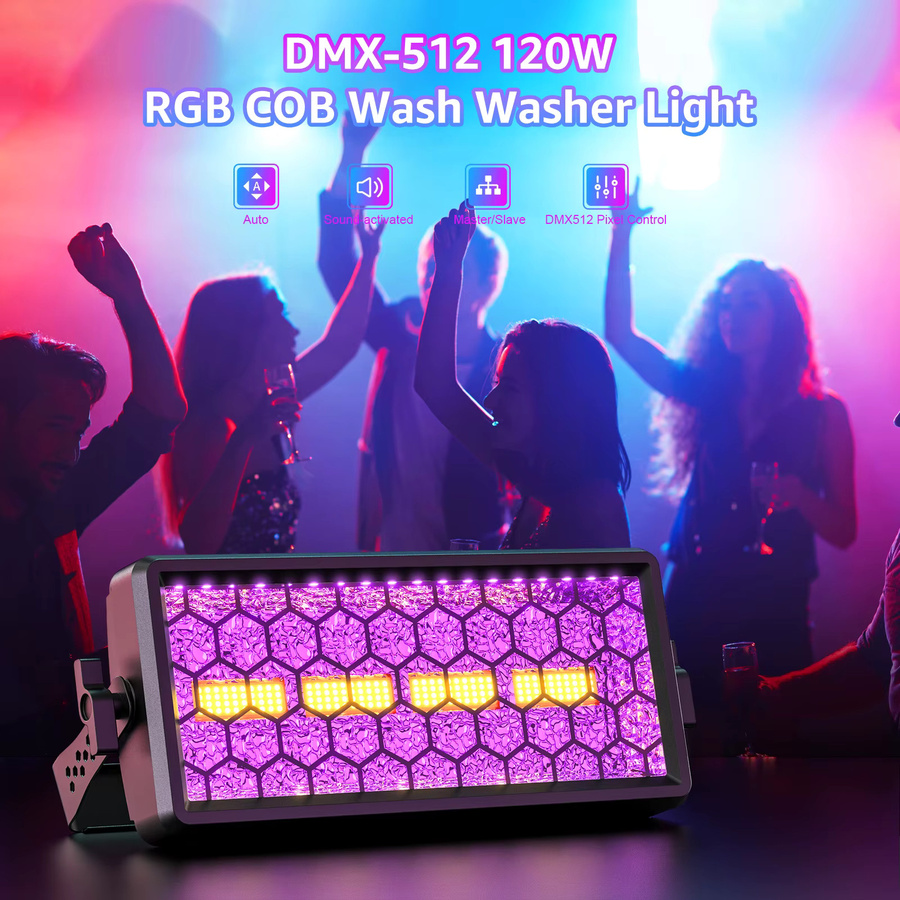 Yiflamefly 4er-Set RGB COB LED Wandfluter mit Pixel-Steuerung und DMX, 120W Bühnenbeleuchtung in Schwarz für DJ, Party, Hochzeit und Club - Bild 2