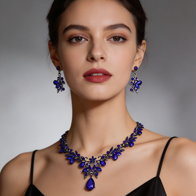 Cenmon Schmuckset, Choker-Halskette und Ohrringe, Kristall, Bunt, Damen - Bild 1