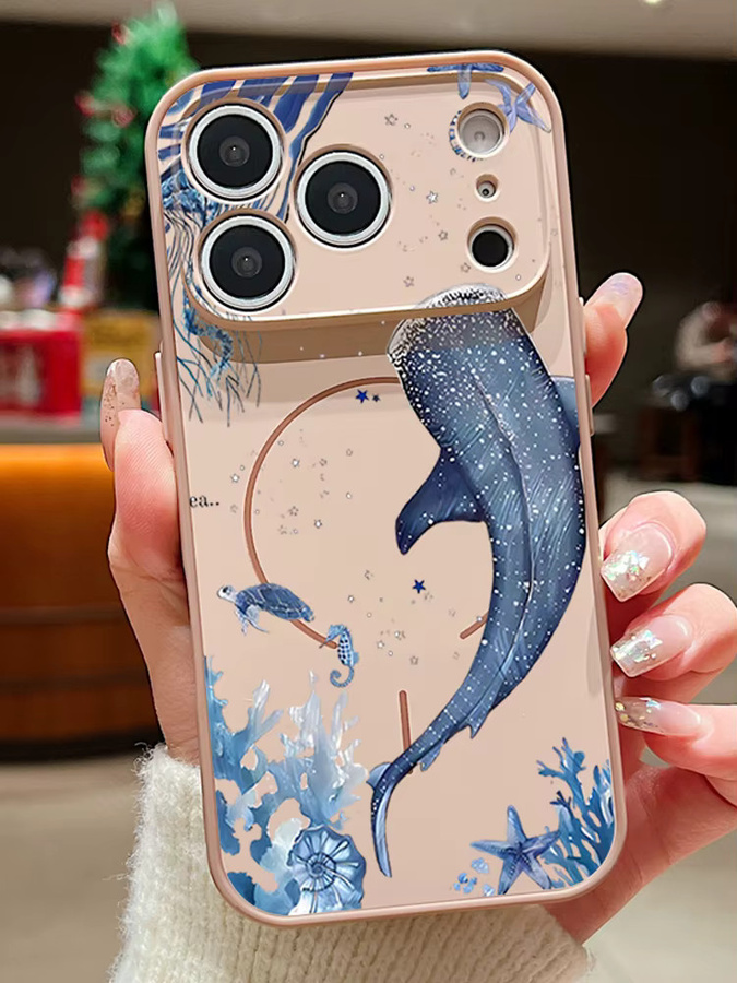 MOESOE Magnetische Handyhülle mit Wal-Muster für iPhone 17 16 15 14 13 Pro Max, Stoßfest mit Linsenschutz und MagSafe Unterstützung, Pink/Multicolour - Bild 2