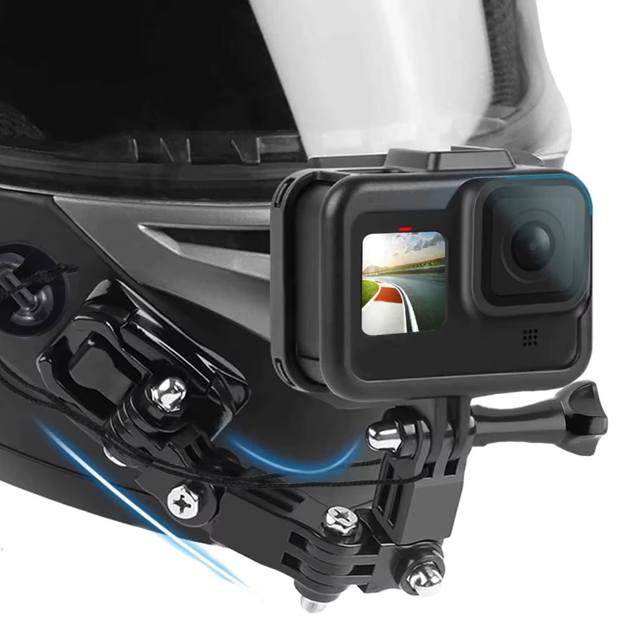 Motorrad Helm Halterung Zubehör Kit für GoPro, Insta360, DJI Osmo Action und andere Action Cameras in Schwarz - Bild 2