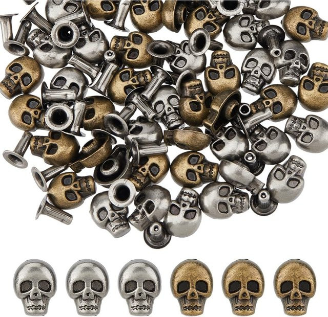 Ohrstecker Totenkopf, Nieten, Metall, 2 Farben - Bild 1