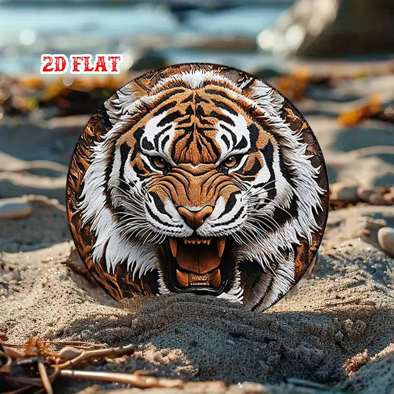 Rundes Metall-Wandschild mit Tiger-Motiv von CIFBUY, rustikale Metalldekoration für Zuhause und Garage, Durchmesser: 19,81 cm - Bild 4