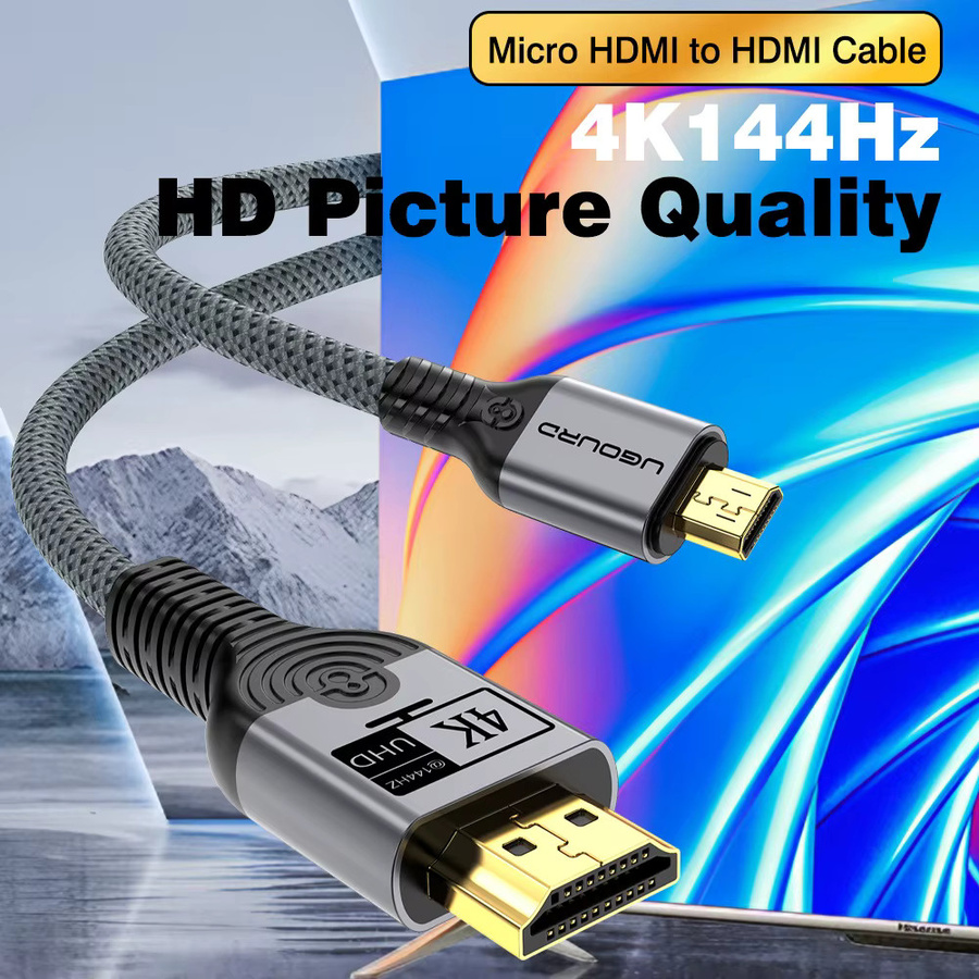 UGOURD Micro-HDMI-zu-HDMI-Kabel aus Nylon-Geflecht für Actioncams mit 4K, 144Hz und 120Hz Unterstützung - Bild 2