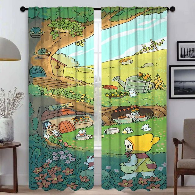 Zweierpack Mädchen Verdunkelungsvorhänge aus Tüll für Wohnzimmer und Schlafzimmer, Mehrfarbig, Breite: 50 cm, Höhe: 70 cm - Bild 1