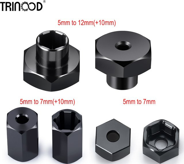 Trinood Sechskant-Radnaben Adapter, 4-teiliges Set, Aluminiumlegierung, Schwarz - Bild 1