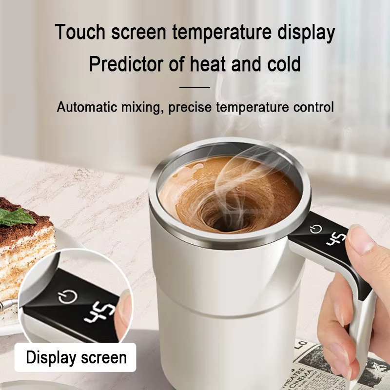 TINSOL Magnetische automatische Rührkaffeemaschine, intelligente elektrische Übergießkaffeemaschine und tragbarer Proteinpulvermixer mit USB-Aufladung, Weiß - Bild 2