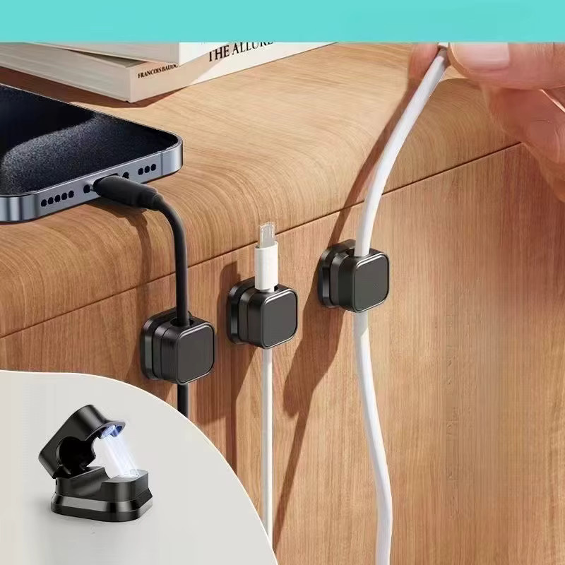 YMOLGA Magnetischer Kabelorganizer für den Schreibtisch und die Wandmontage, Aufbewahrungshalterung für Mobilkabel und Wandstecker, 3 oder 6 Stück, Schwarz oder Weiß - Bild 3
